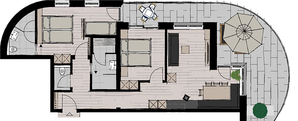 Floor plan of Apartment Jade in Fiss 